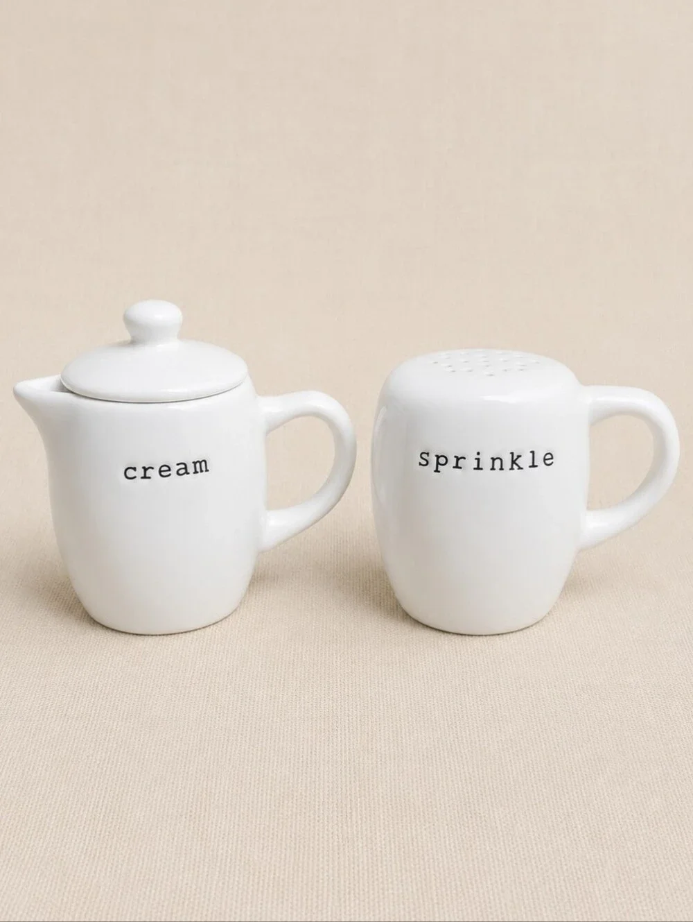 Pottery Barn Outlet Coffee House Creamer & Sprinkle Shaker White Ceramic Set